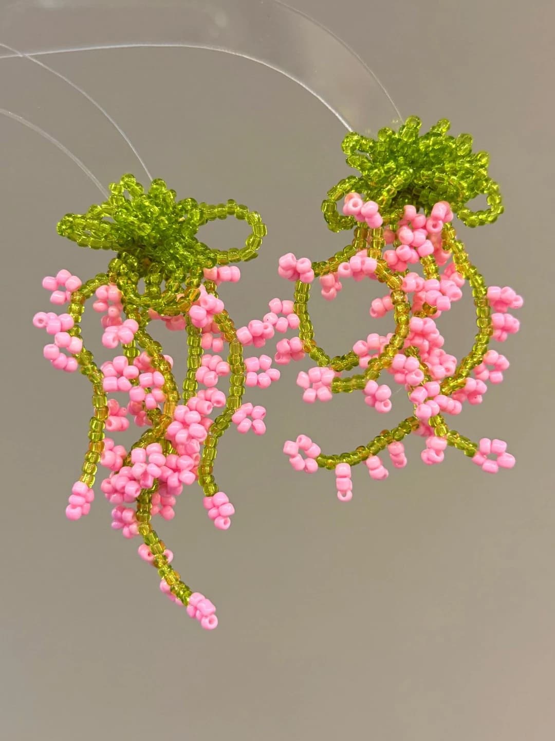 Pink beaded earrings