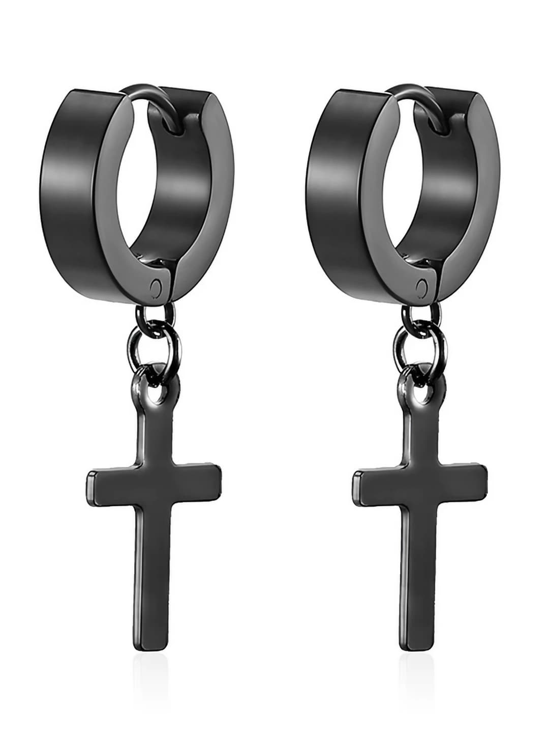 4*9 hanging cross earring, black