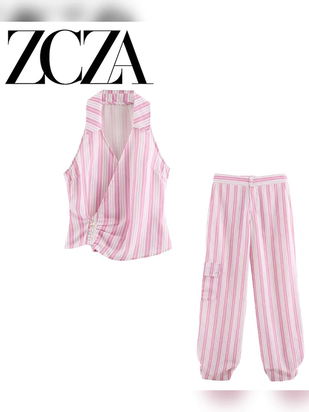 Women's striped set: cardigan and trousers, 3D pattern, long sleeve, all-season