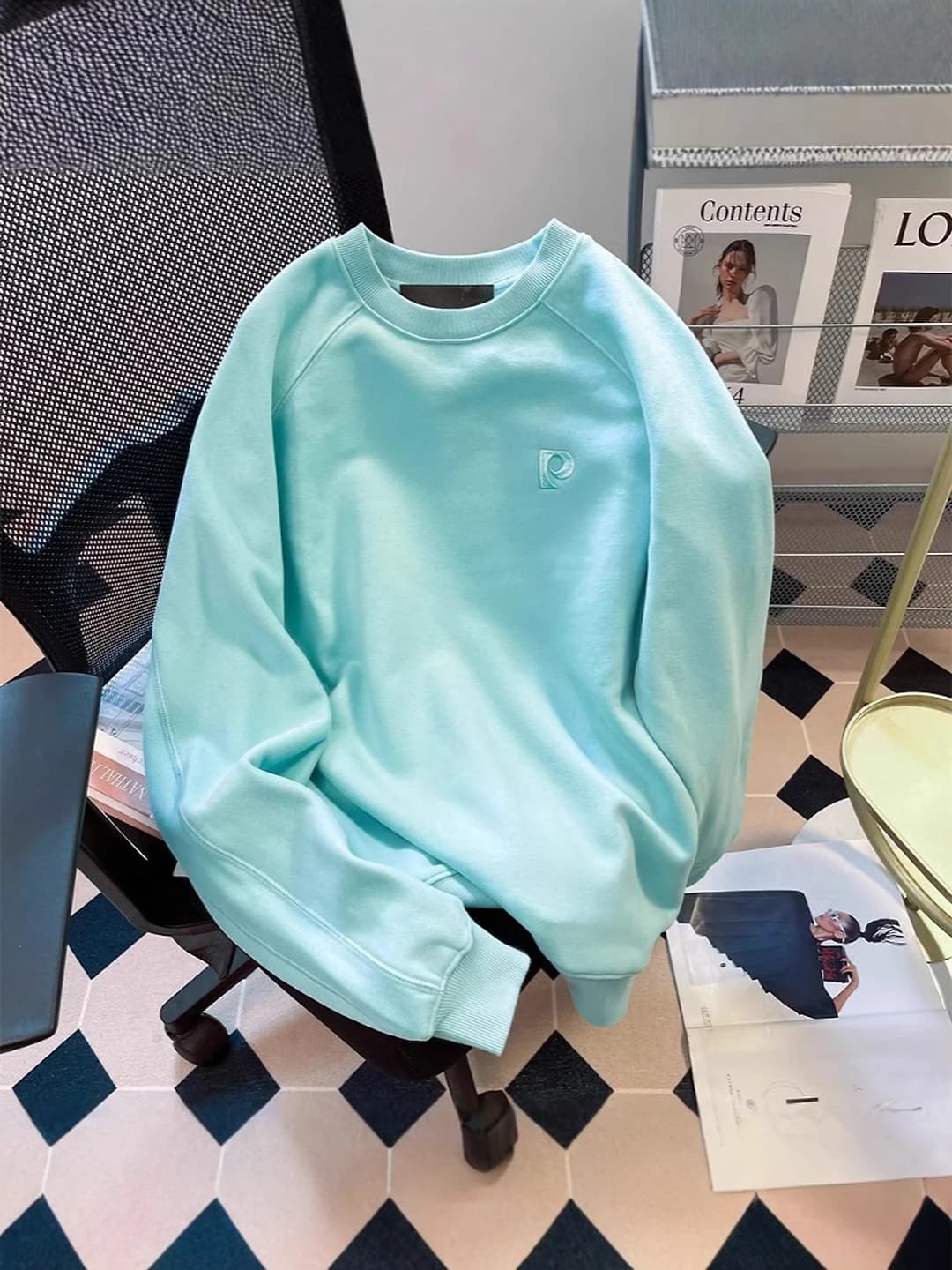 Women's crew neck sweatshirt, 2026 autumn-winter, loose fit, long sleeve, for petite