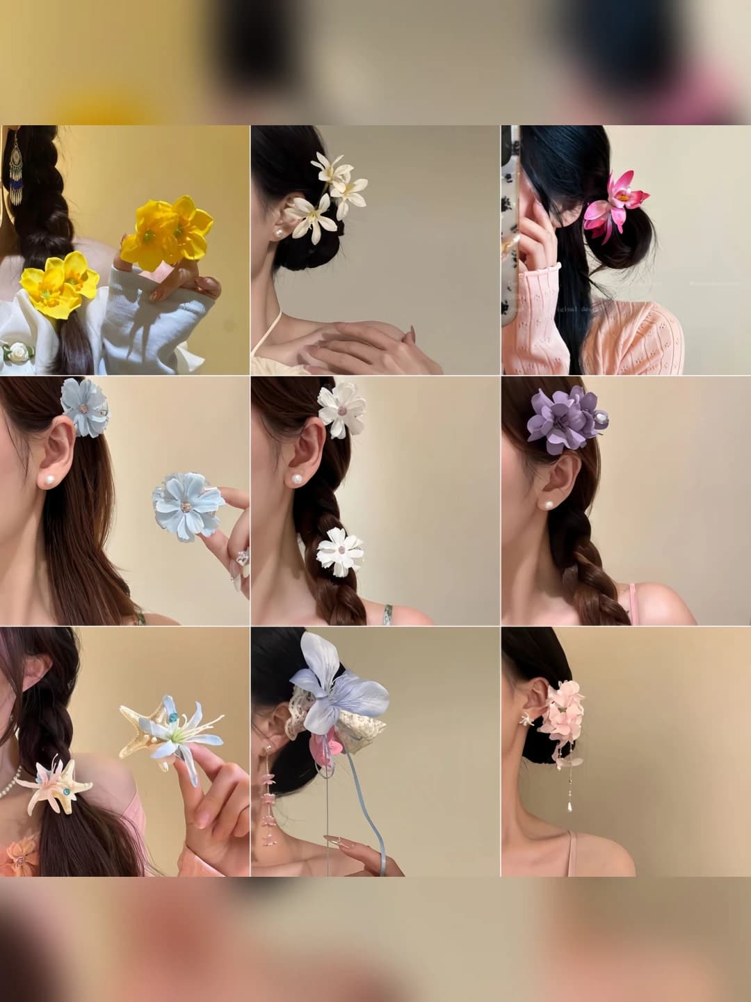 Women's spring-summer hair accessory: bright yellow flowers, sweet and cute style, acrylic material, side clips in vacation style