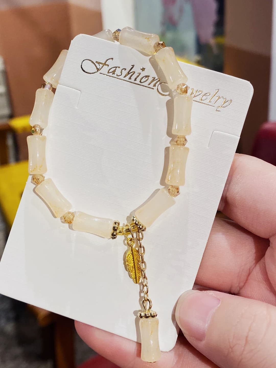 Yellow bamboo leaf bracelet (bag)