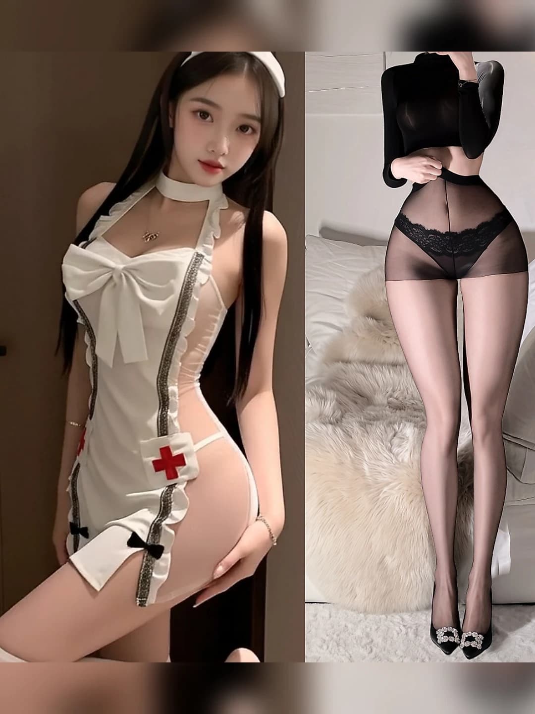 White+black tights