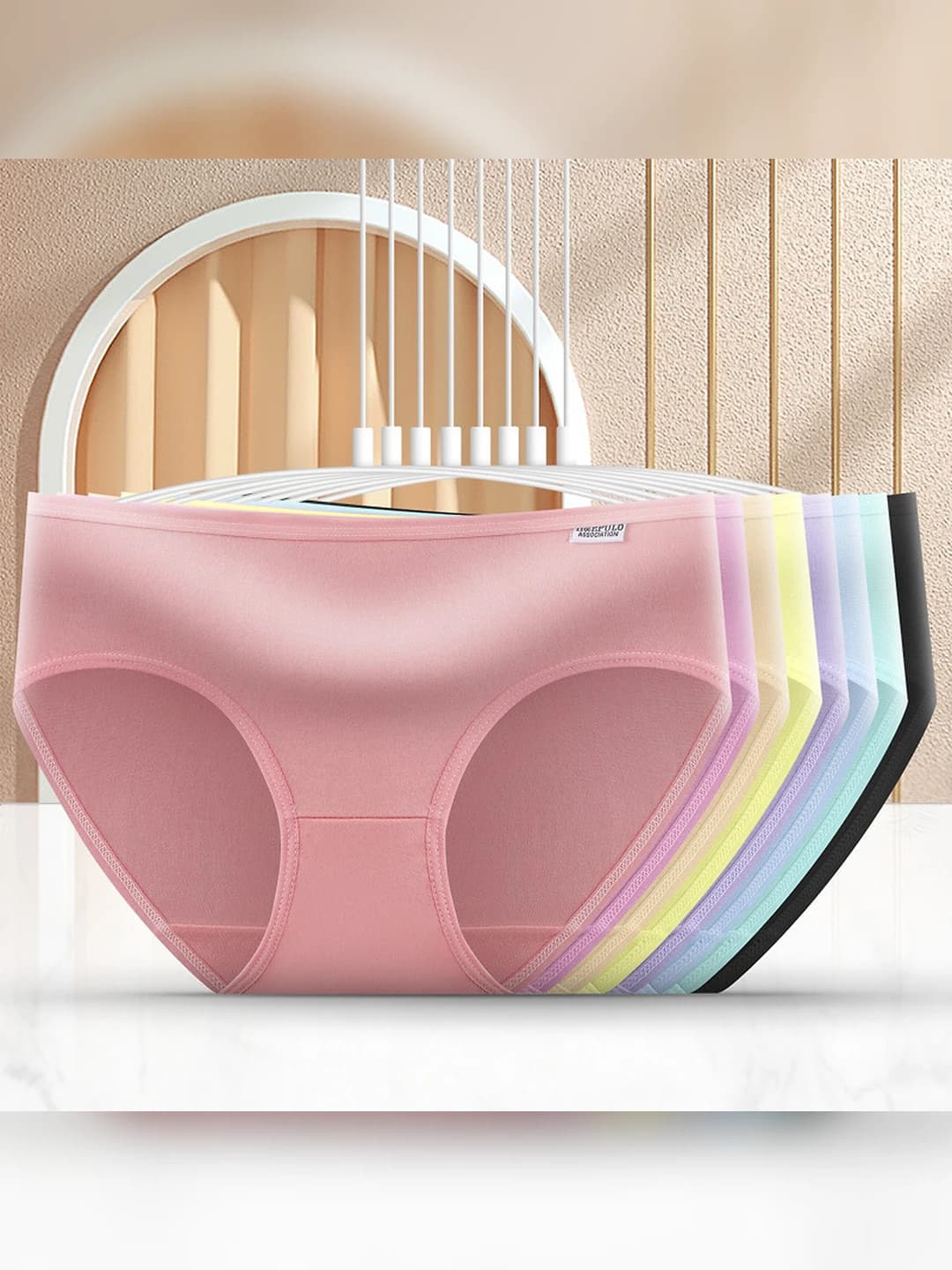 Women's briefs: breathable, Korean style, mid-waist, solid colour, for summer, plus size
