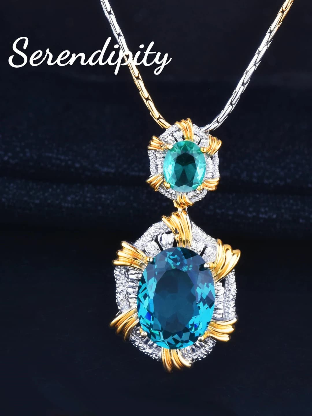 Women's jewelry set: olive green ring, Paraiba pendant, yellow diamond earrings, bracelet and colored stones