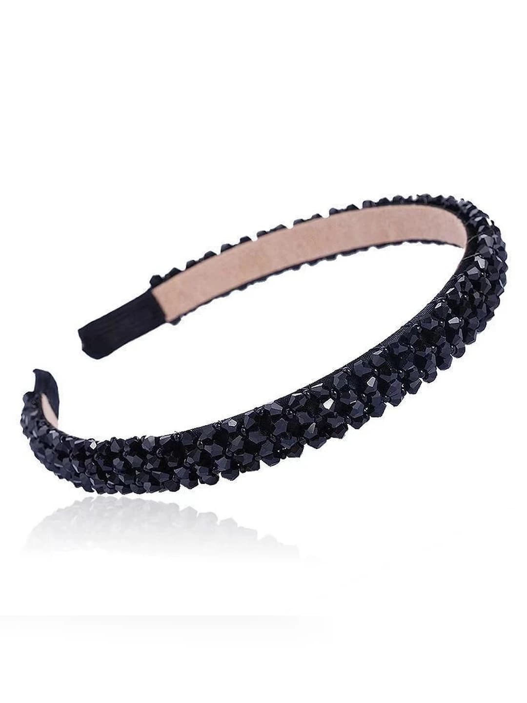 Women's crystal headband, wide, handmade beaded, glass and glass material