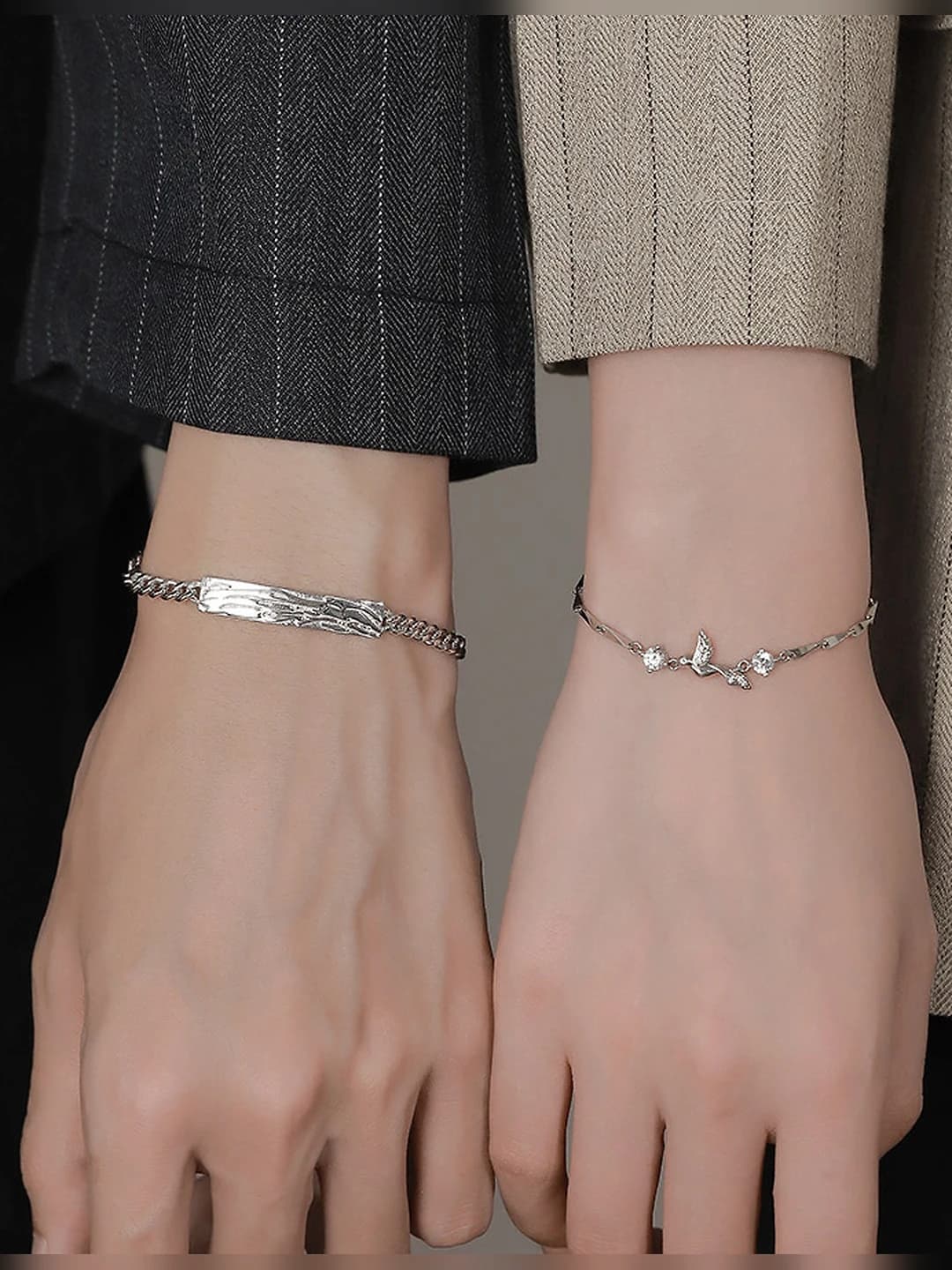 Women's brass bracelet with bird design element, electroplated, light luxury style