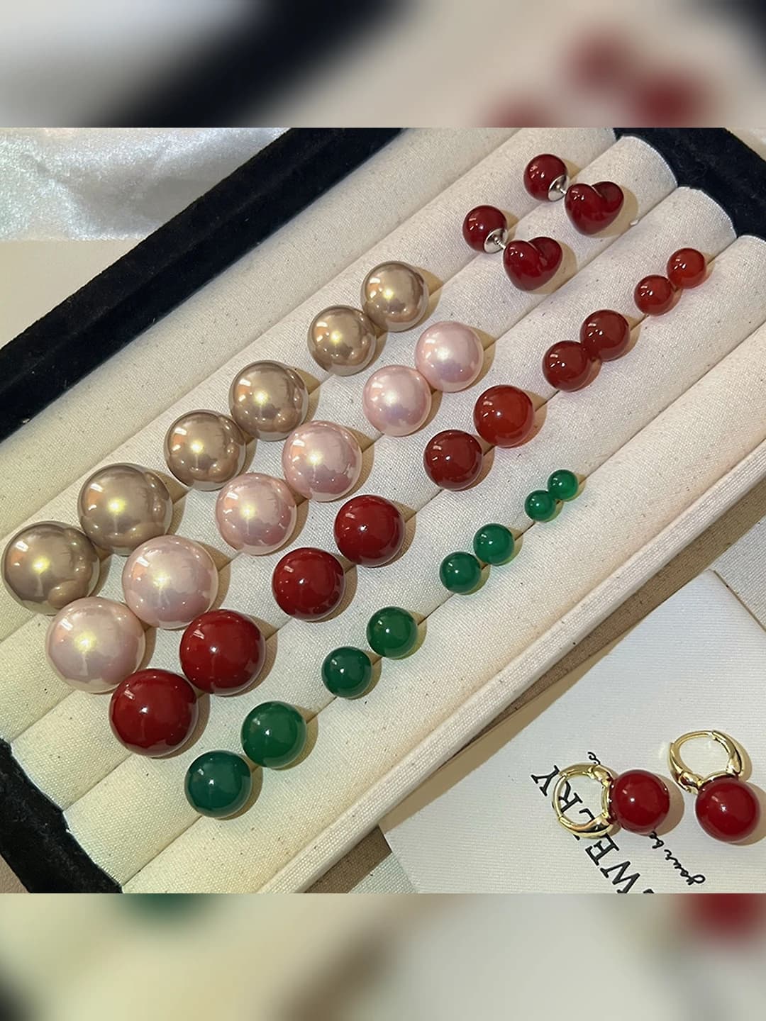 Women's retro pearl earrings with silver post