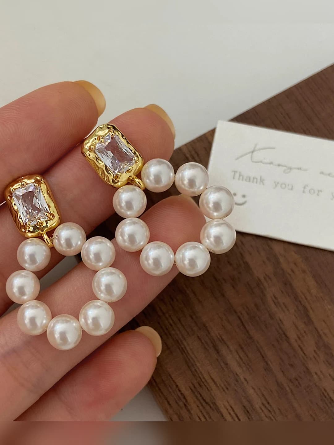 Swarovski pearl zircon earrings
