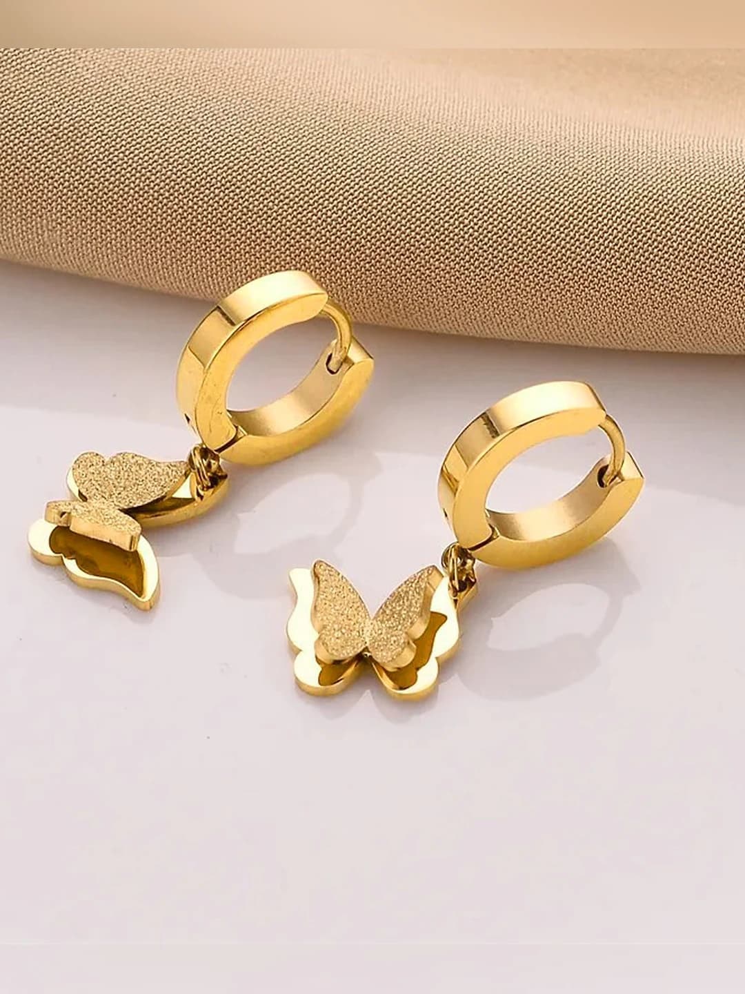 Женские серьги-гвоздики из титановой стали 18K розовое золото, в корейском стиле, матовые, в форме бабочки