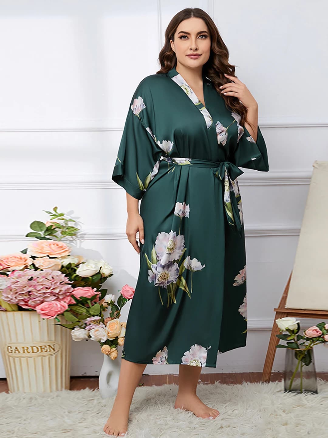 Dark green large floral