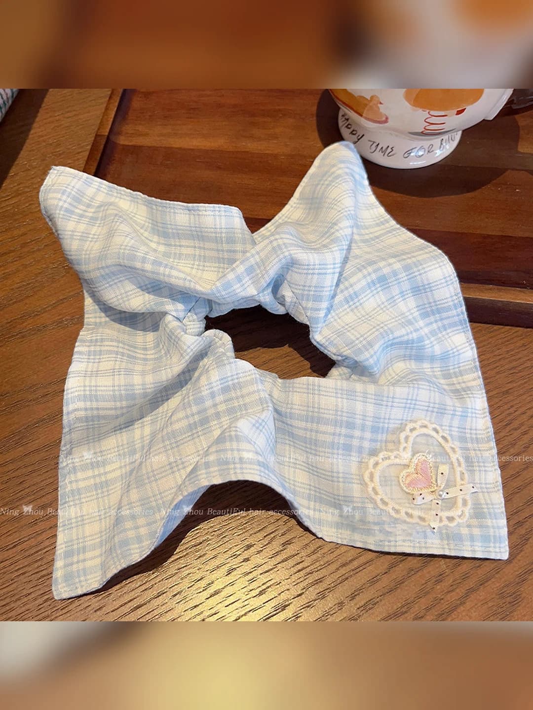 5# Plaid heart square 21*22 cm