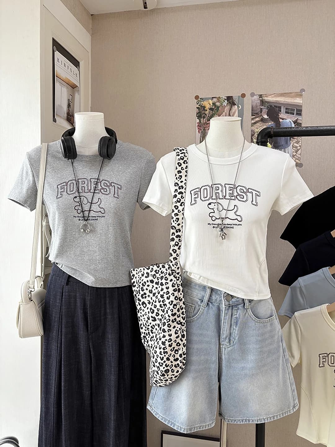 Women's short sleeve t-shirt for summer 2026, casual, crew neck, slim fit, slimming, printed with letters and dog