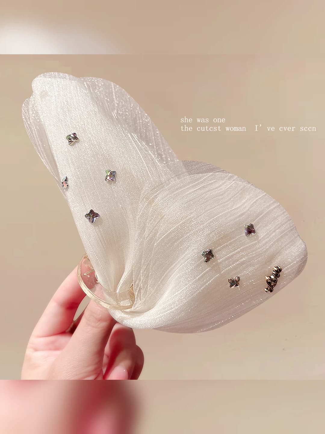 Off-white diamond butterfly clip 13 cm - butterfly 15 cm