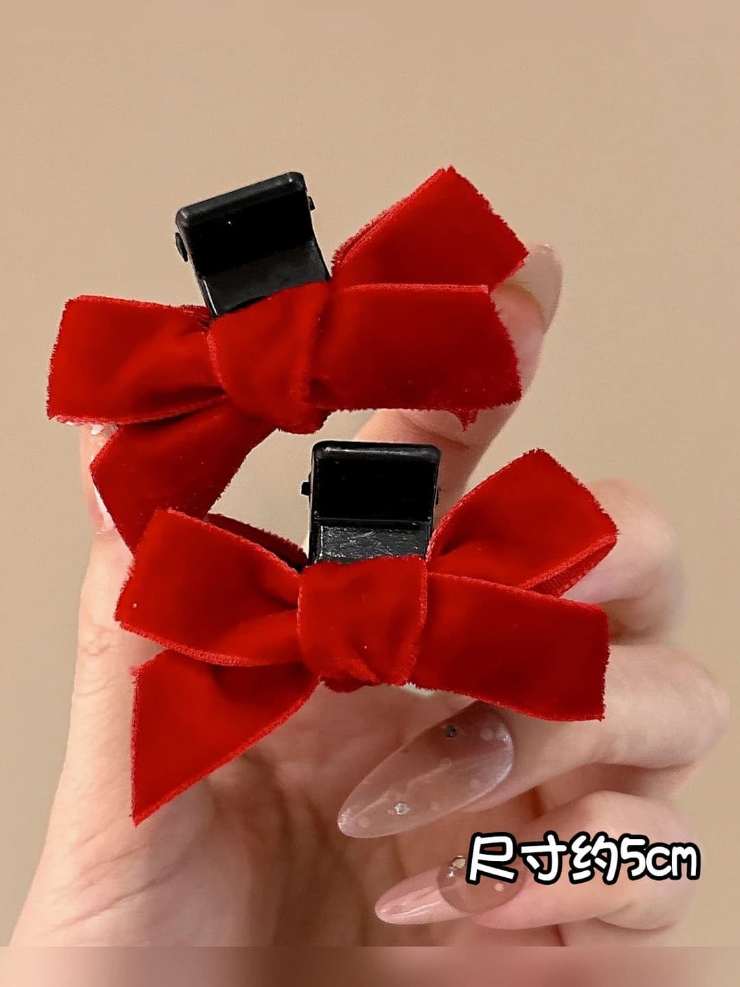 Velvet bow clip 1 pair ~5 cm