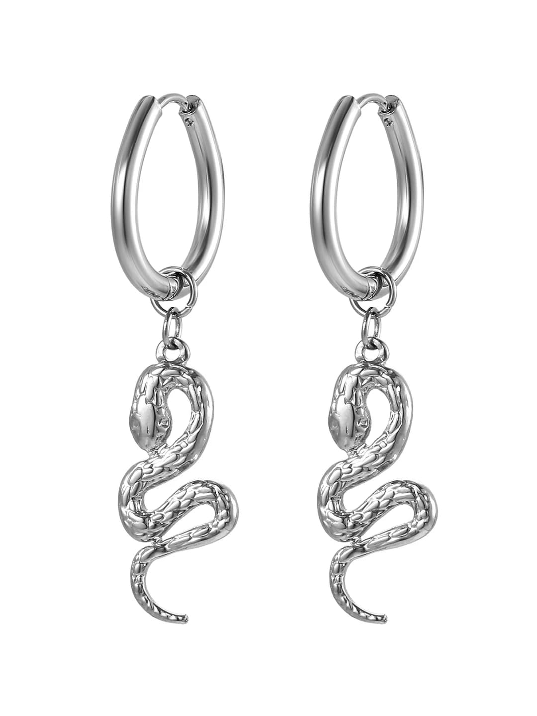 Drop mamba snake earrings steel MS-662