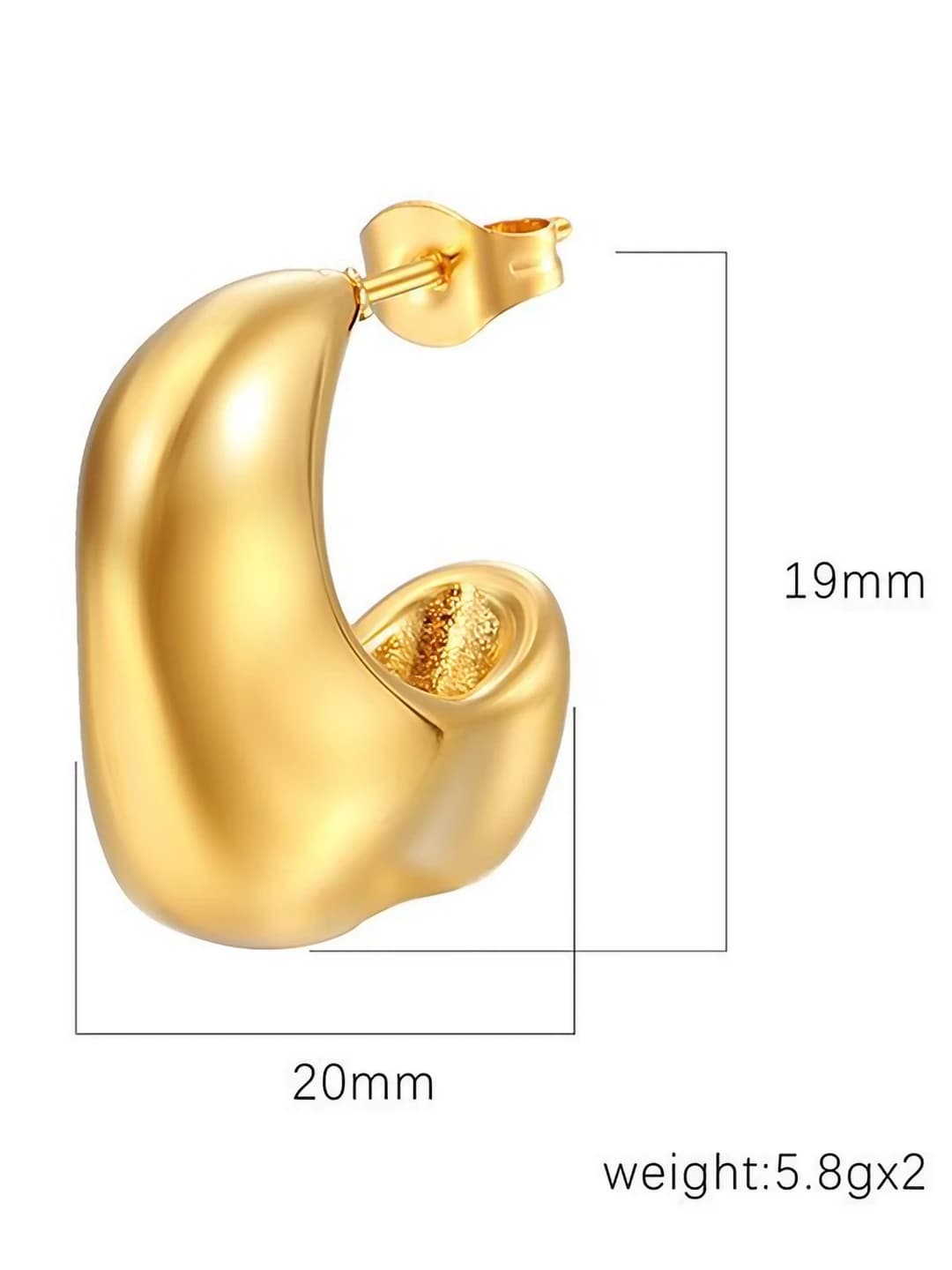 Women's retro geometric asymmetric stainless steel stud earrings