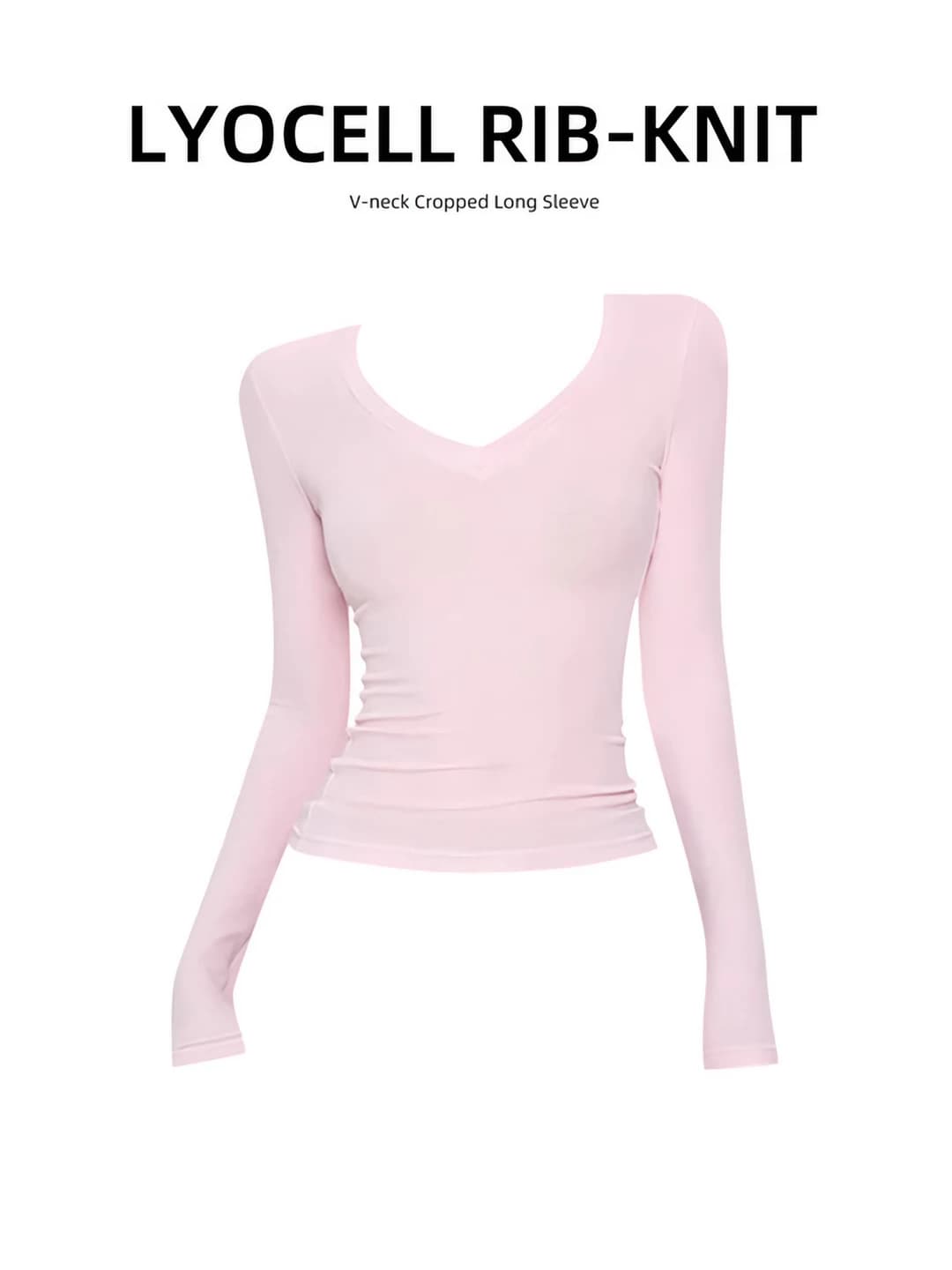 Women's long sleeve t-shirt, slim fit, V-neck, solid colour, Tencel (Lyocell) fabric, spring-autumn