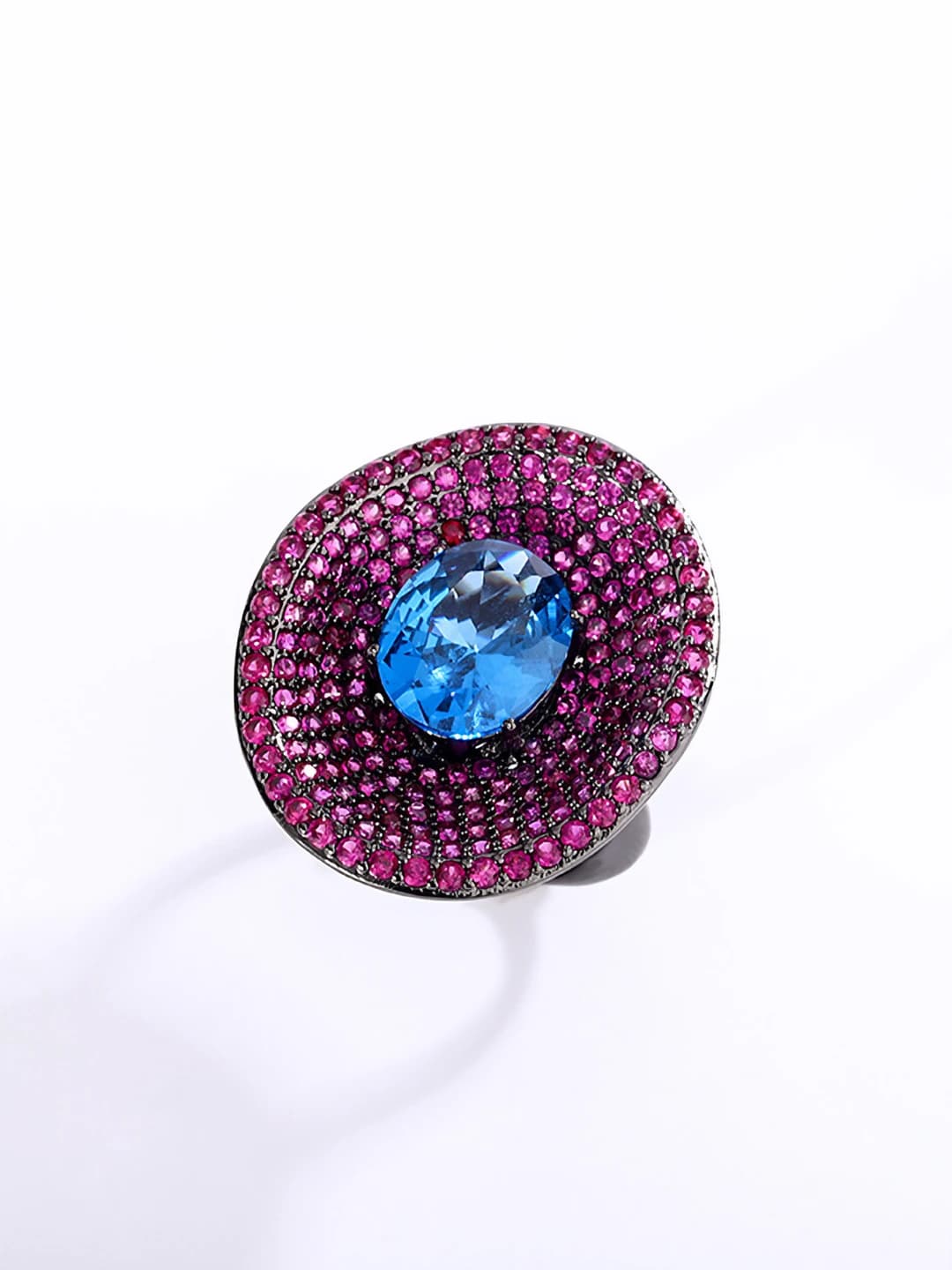 Black gold blue spinel ring