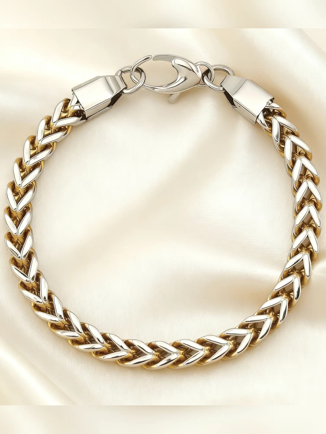 Geometric 3D chain bracelets with gold base for men and women