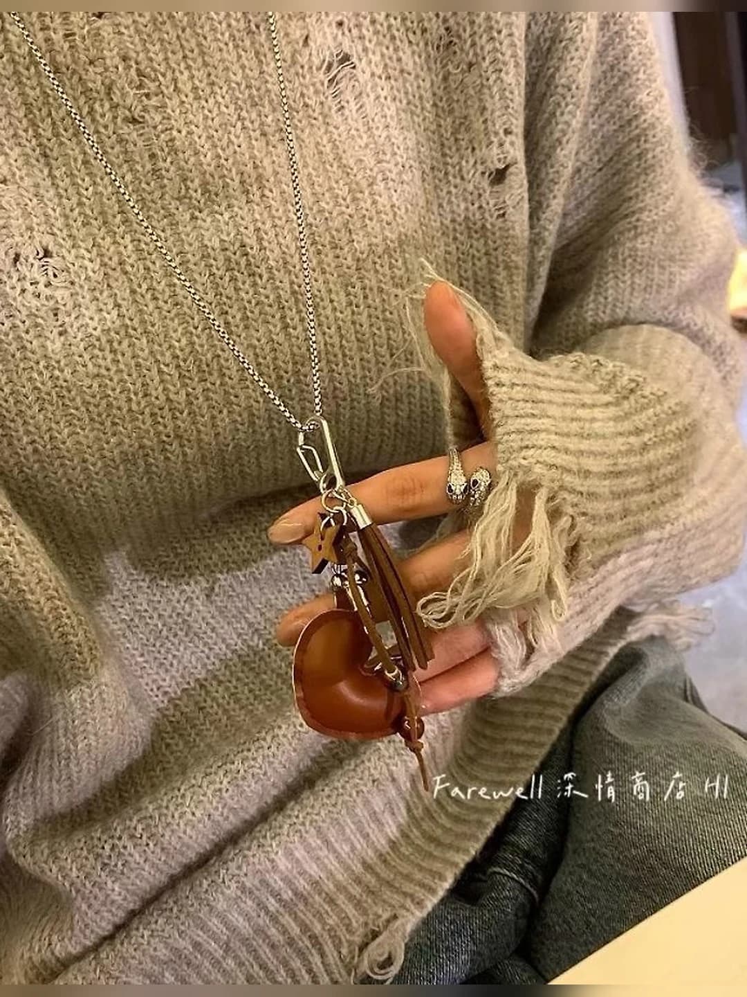 Coffee heart pendant