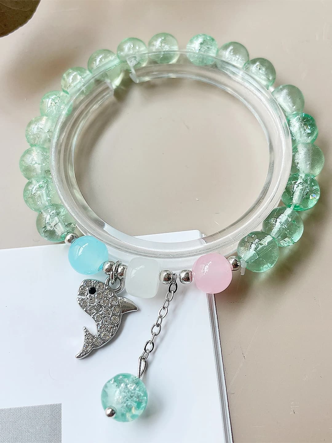 Green multicolour dolphin bracelet