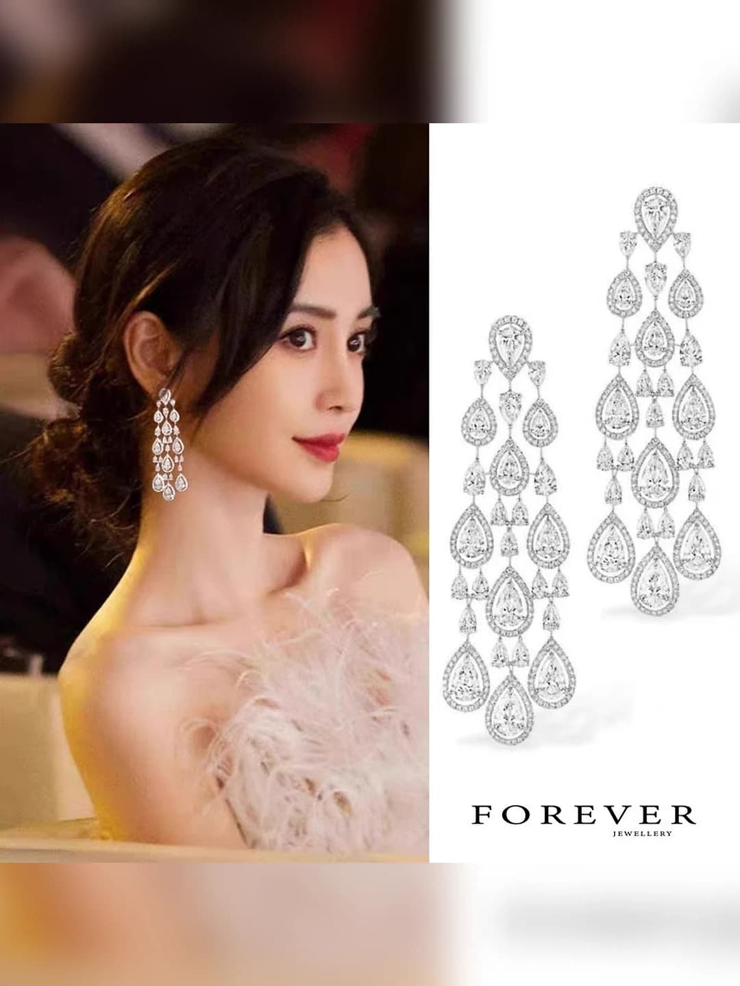 Women's zircon drop earrings in French elegant style