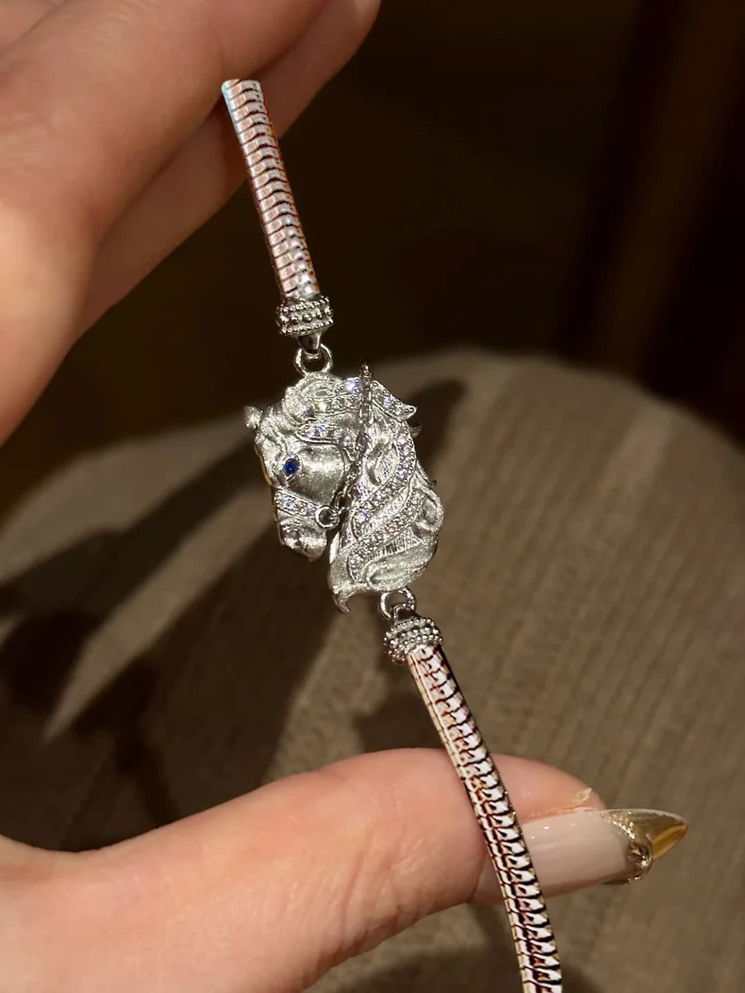 Silver horse head 17+5cm