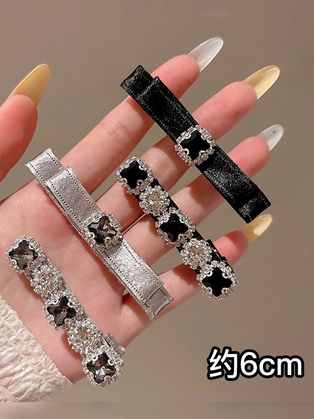Бело-чёрный rhinestone, 4 шт