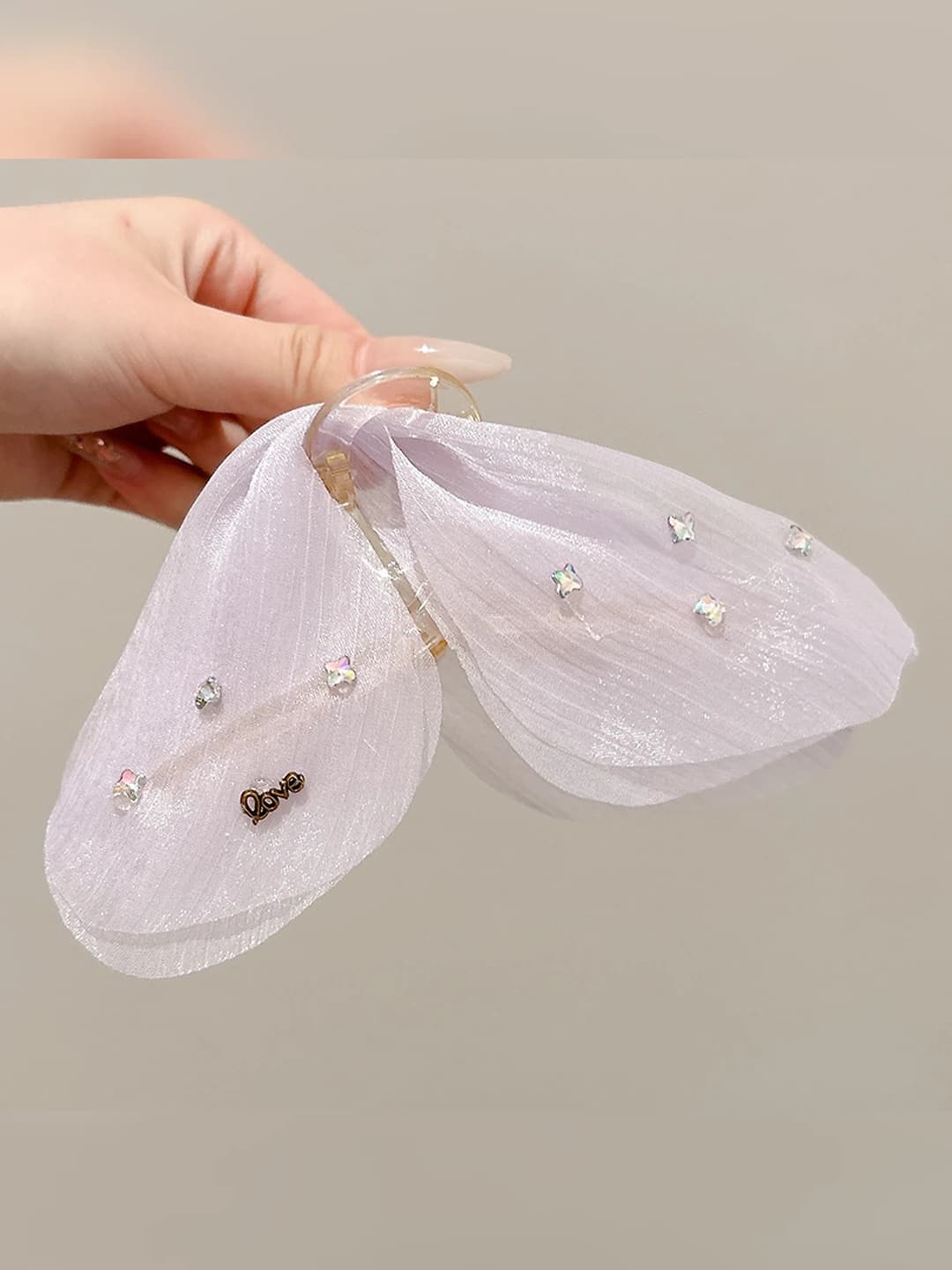 2# Светло-фиолетовый тюль бабочка зажим (база 12.5cm бабочка 15cm)