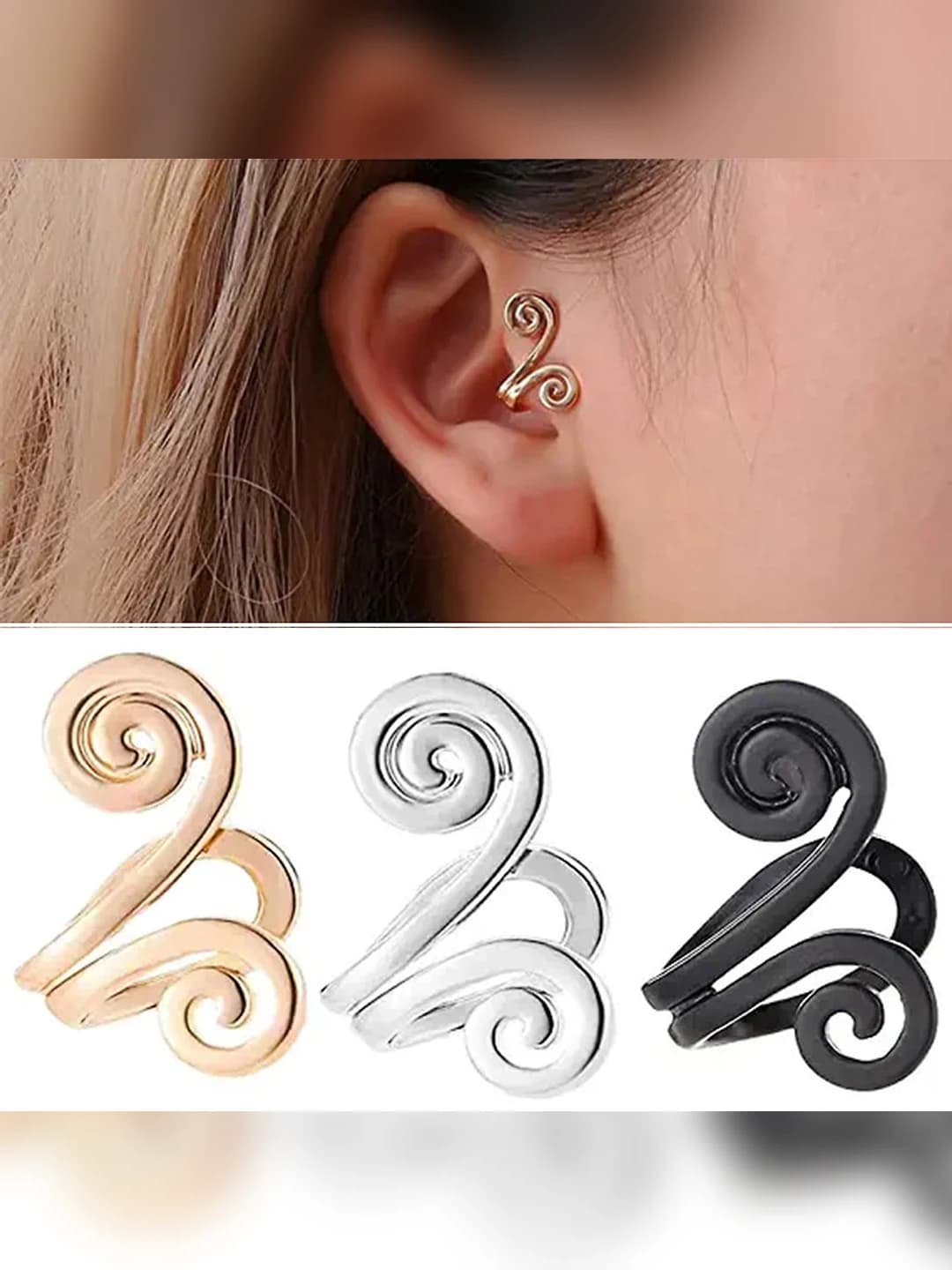 Women's Sun Wukong figure ring clip-on earrings made of alloy metal