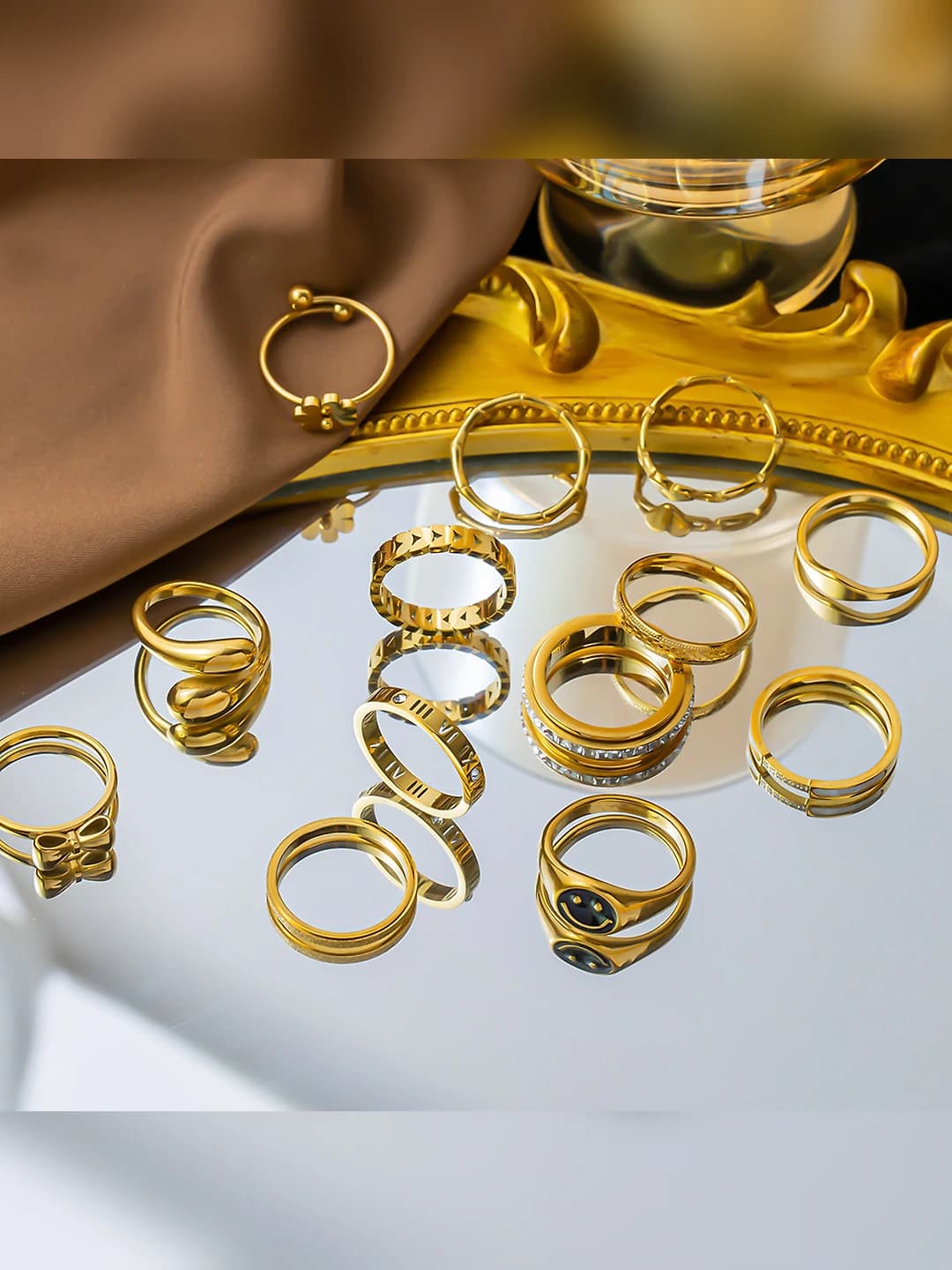 Кольцо для женщин из титановой стали с покрытием 18K, геометрический минималистичный дизайн