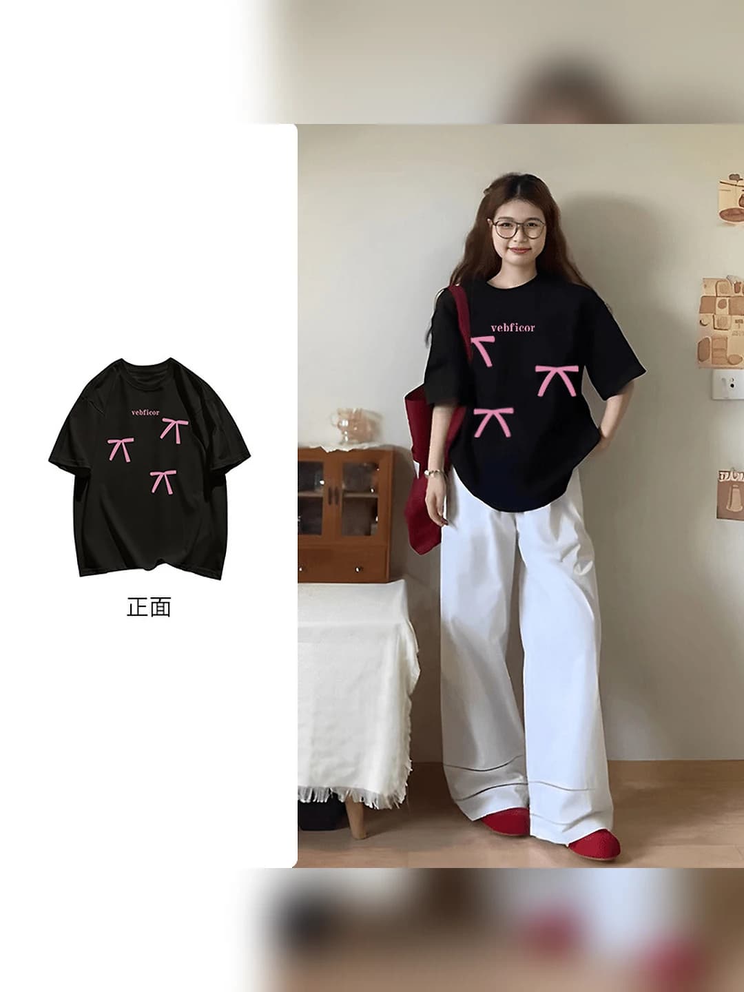 Women's summer crew neck short sleeve printed t-shirt, loose fit