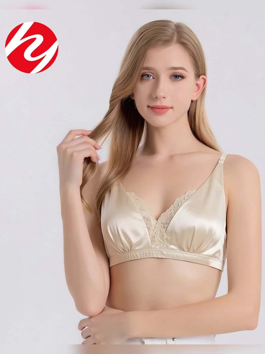 Women's lace bra in mulberry silk, natural silk, wire-free, French style, comfortable and sexy, push-up underwear