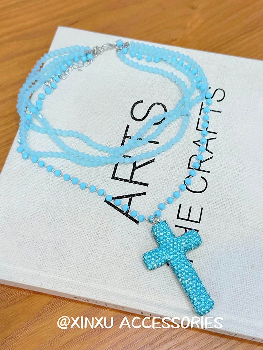Blue cross necklace