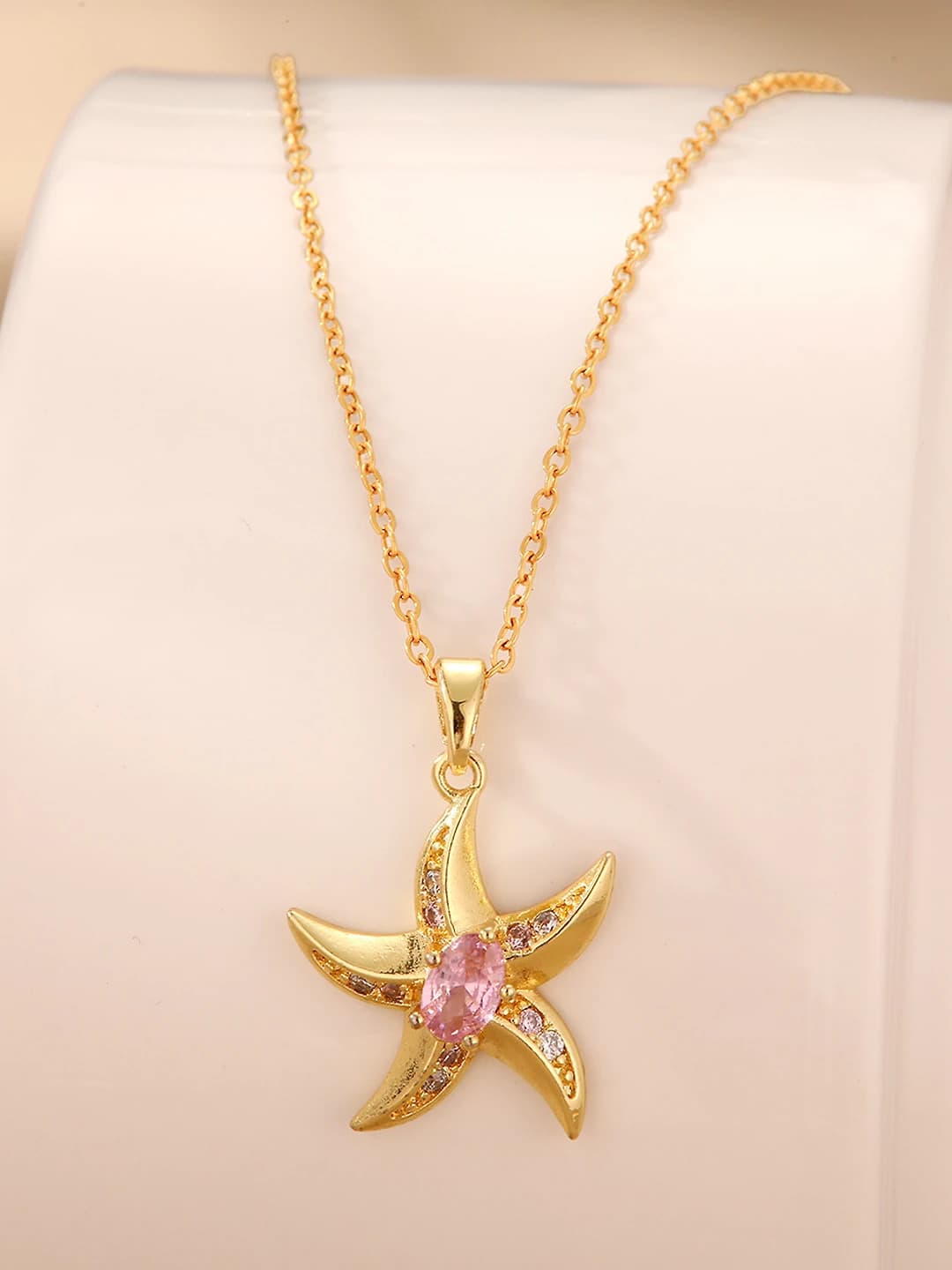 XX0198# Pink diamond star necklace
