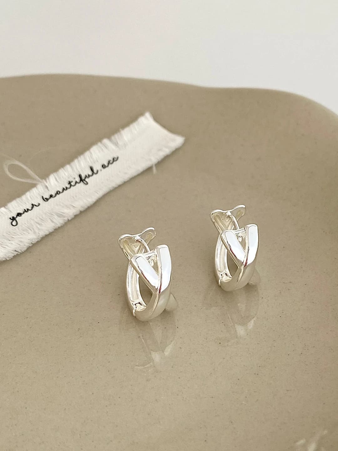 Silver cross stud earrings - real gold plated