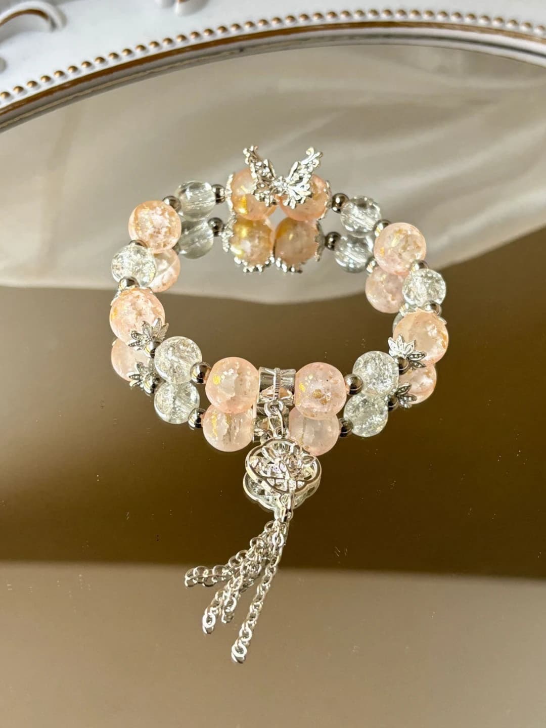 Matte glass orange bracelet