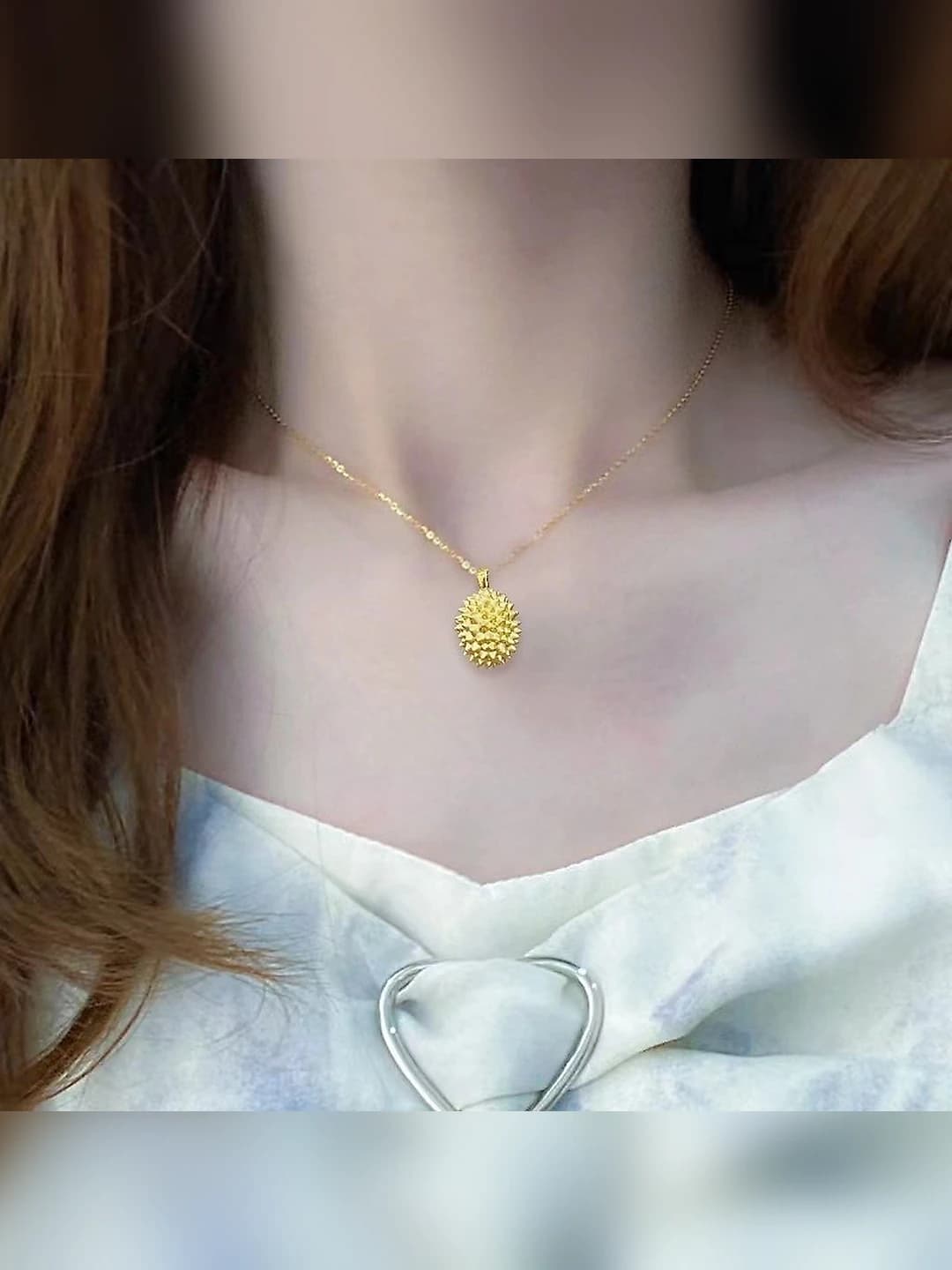 Gold durian necklace #XL76