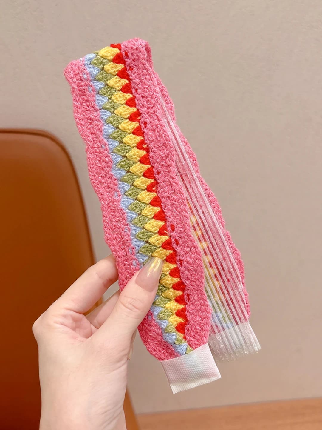 3# Pink rainbow braided 37.5 cm