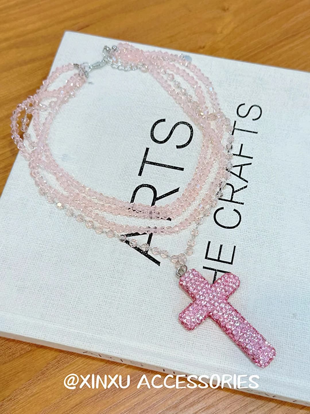 Pink cross necklace