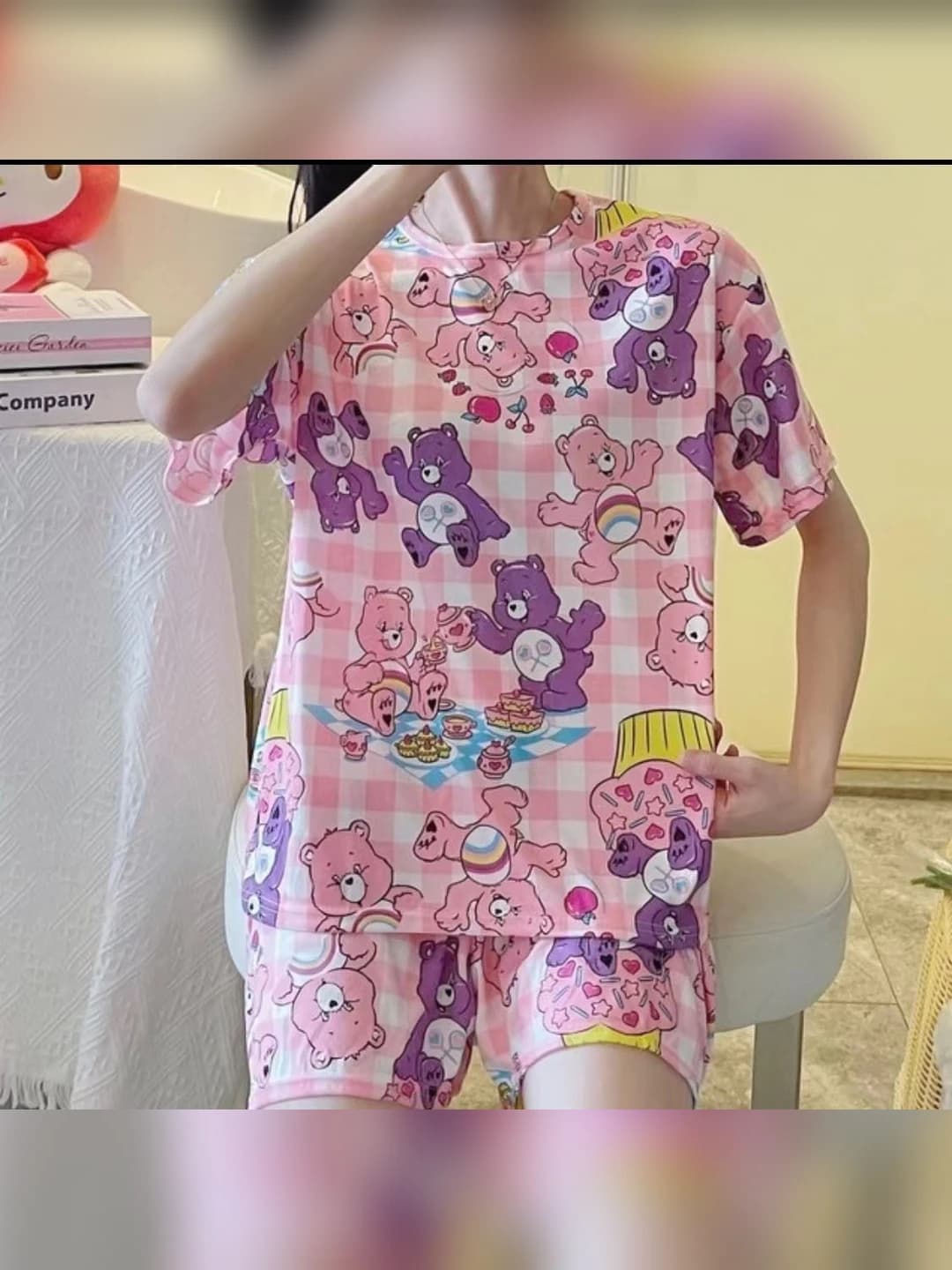 Short-plaid purple bear