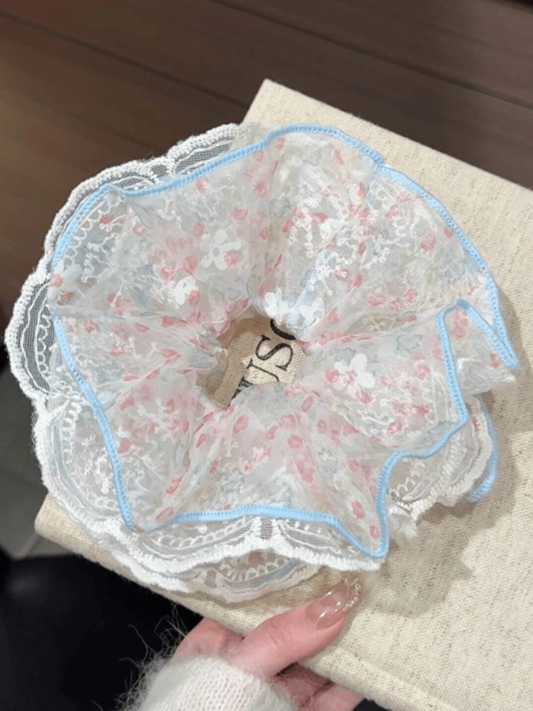 3# Pink-blue floral lace ~16 cm