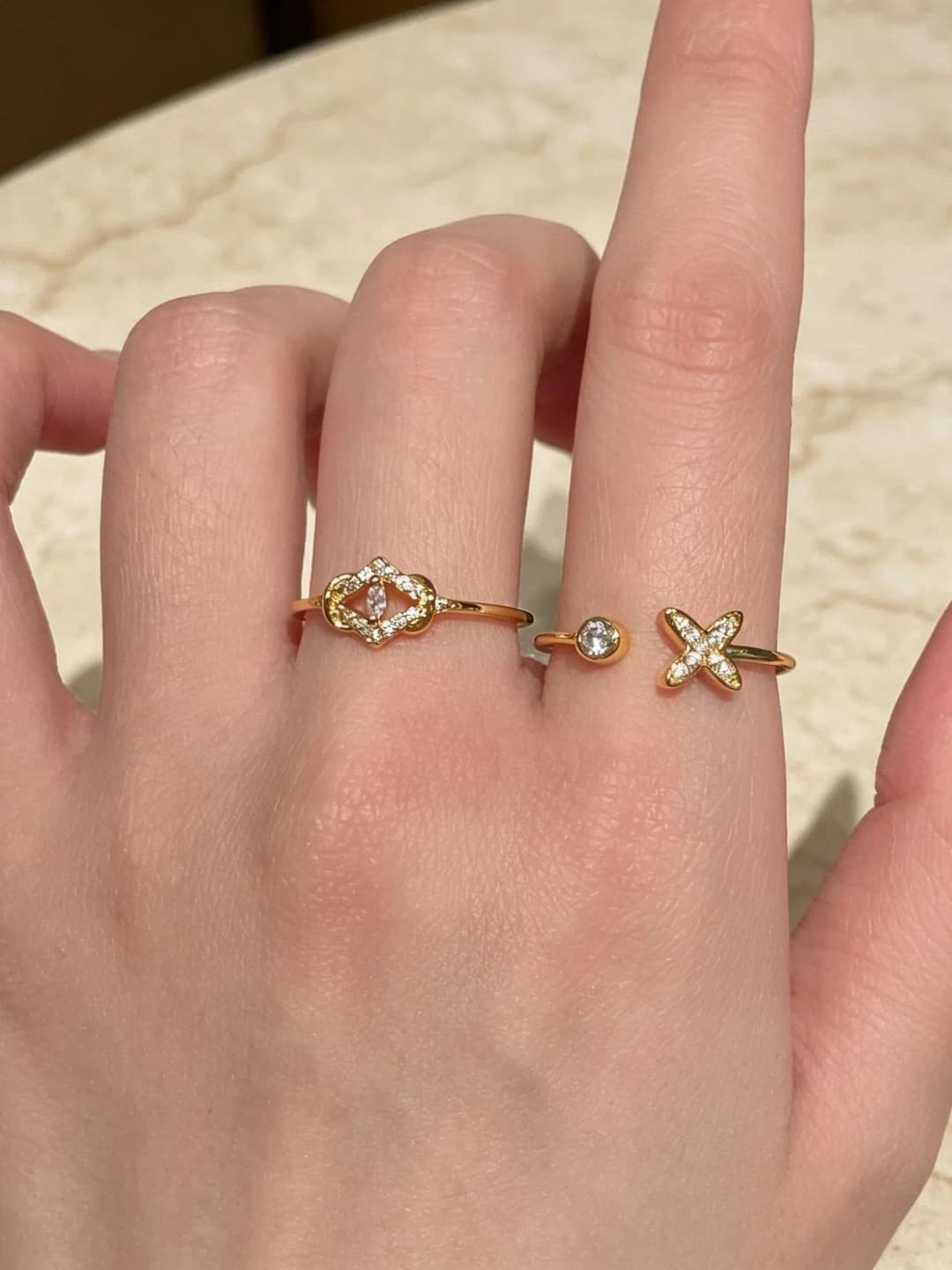 Women's Korean style ring, fashion and office wear, adjustable open, with zircon, light luxury