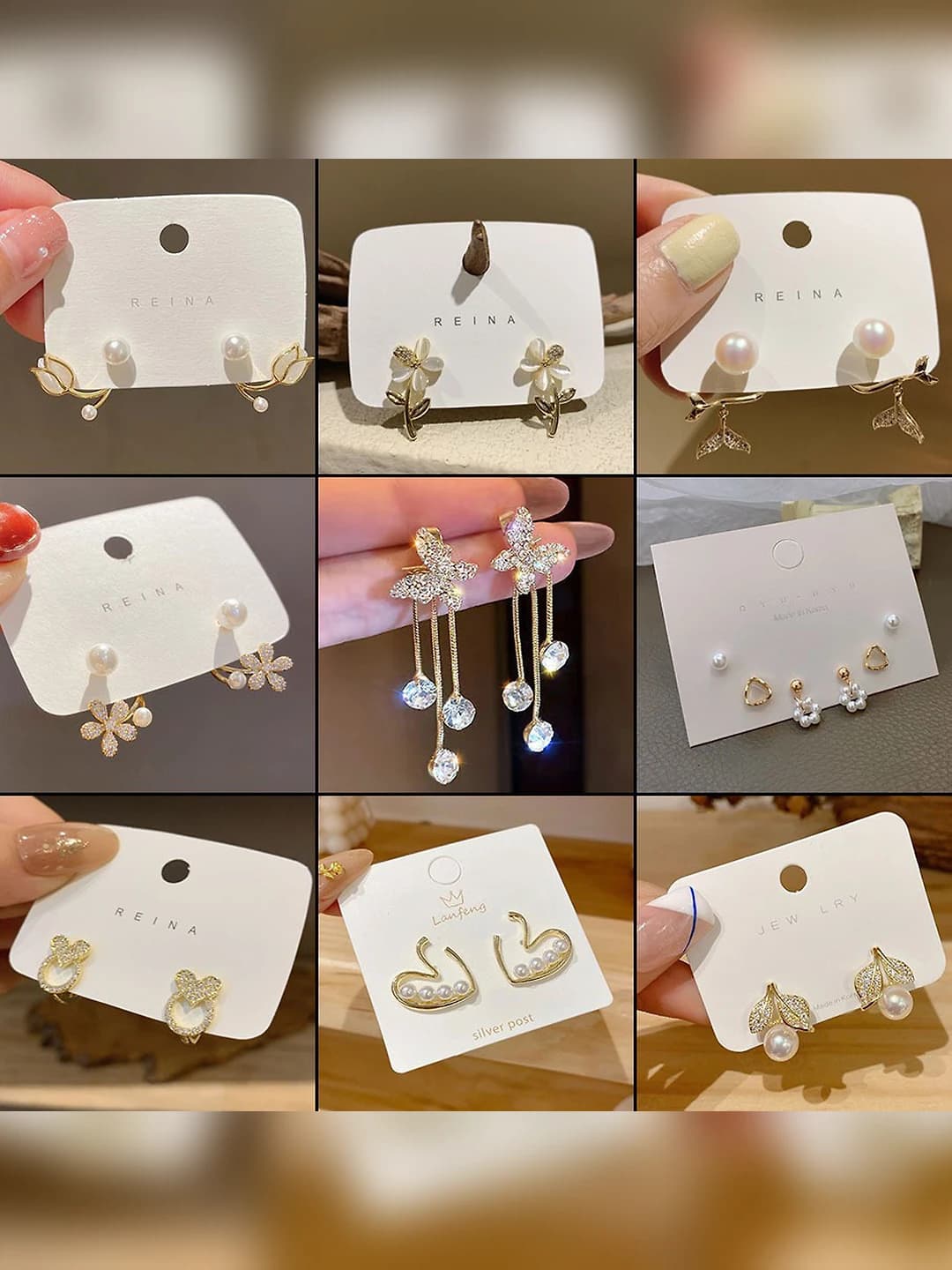 Women's sweet style tassel earrings with rhinestones and butterfly pendant