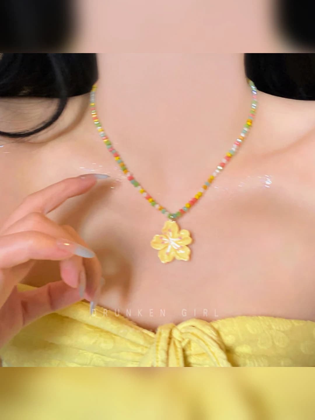 10# Зеркальный бусами с жёлтой сакурой