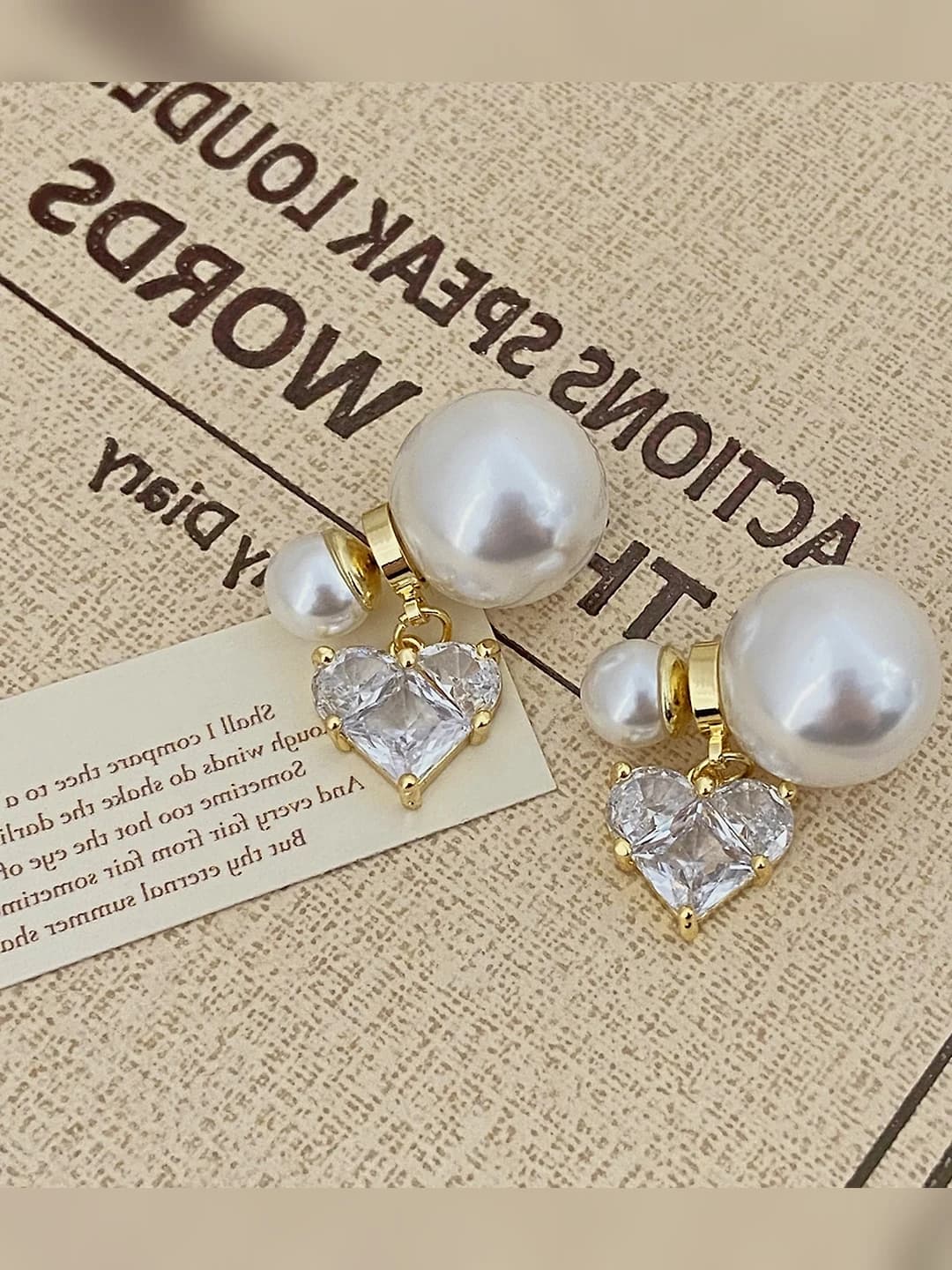 White zircon pearl drop earrings