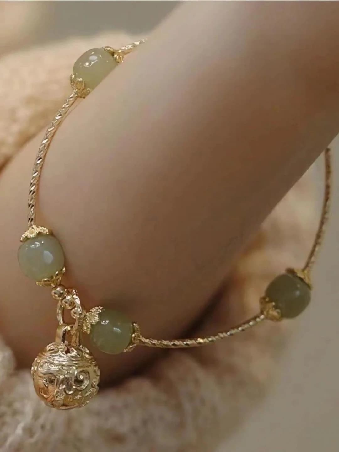 Curved Hetian jade bell bangle