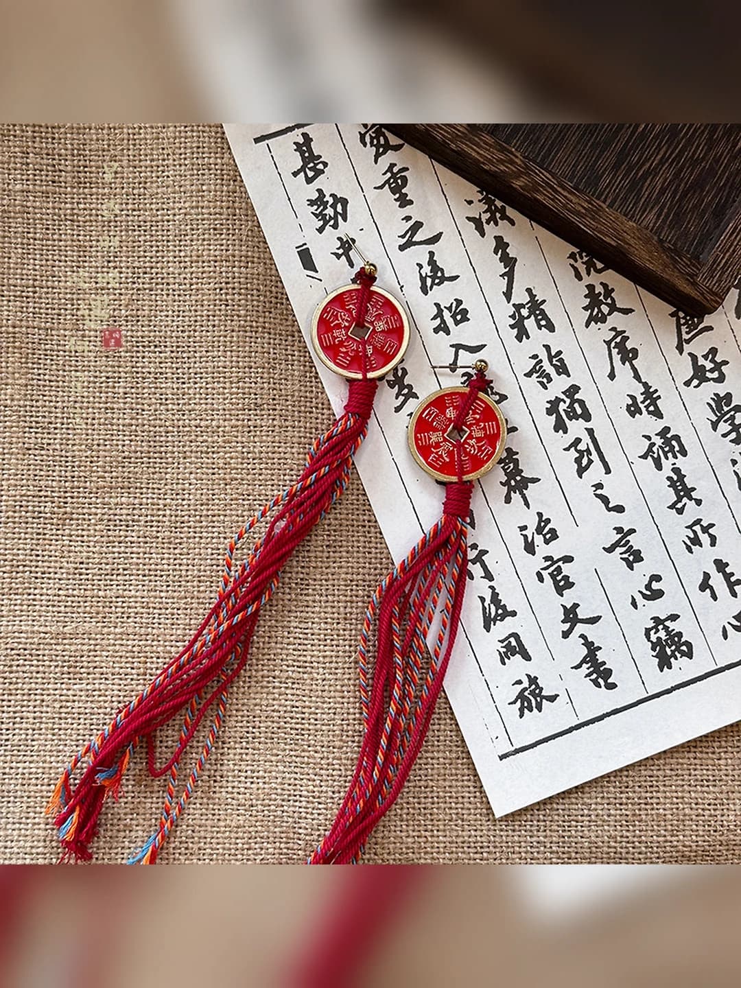 Red tassel earrings