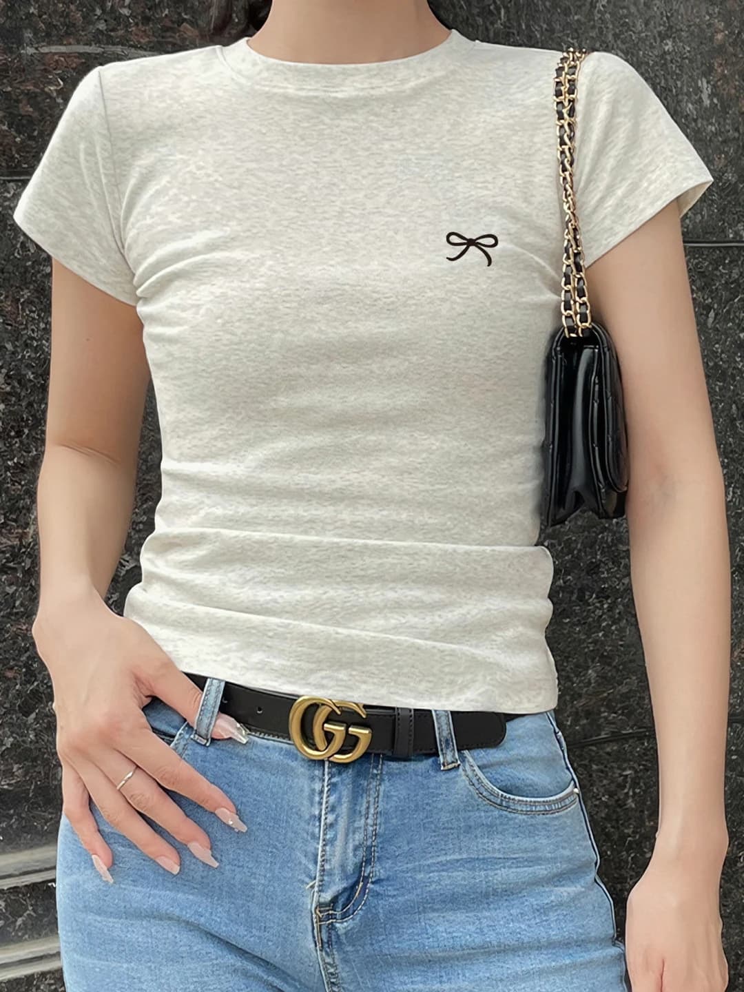 Heather grey + embroidery